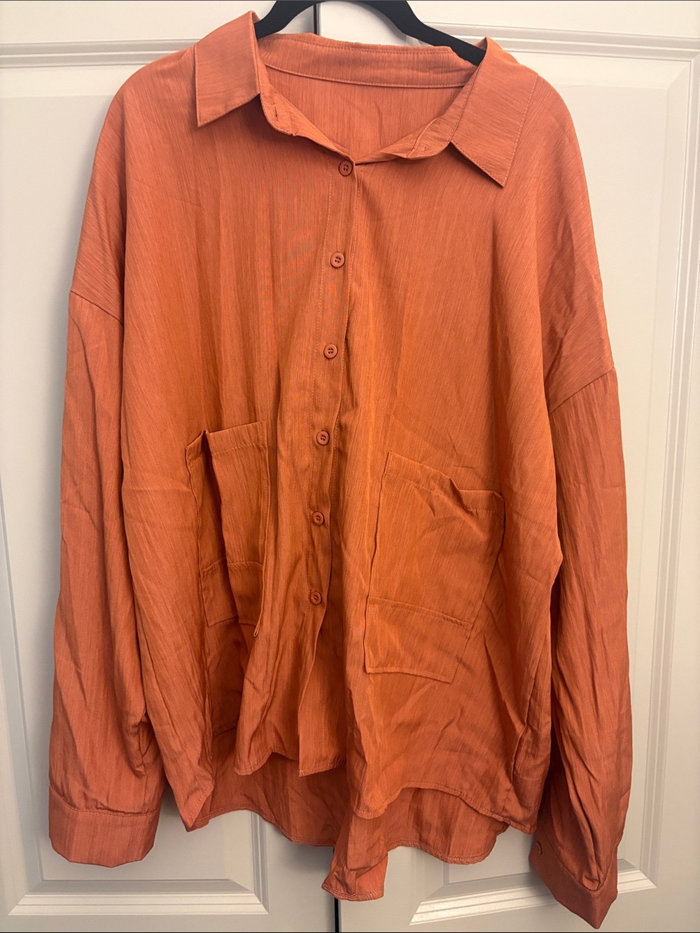 Amazon Women's Oversized Button-Down Shirt Jacket in Burnt Orange